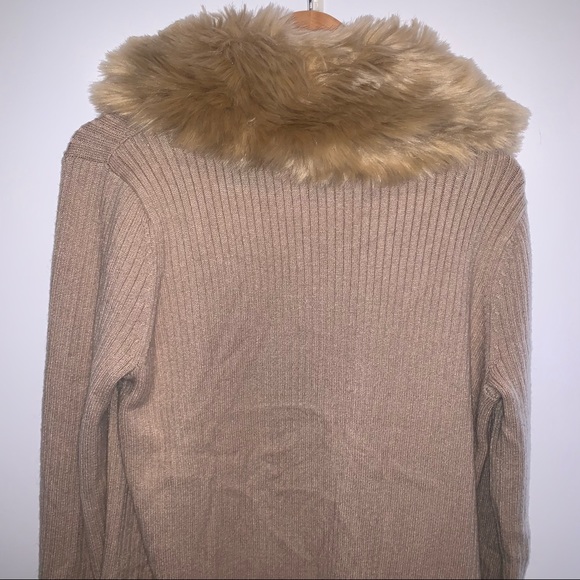 Show Me Your Mumu Lombardi Long Cardigan in Taupe With Faux Fur - Picture 7 of 7